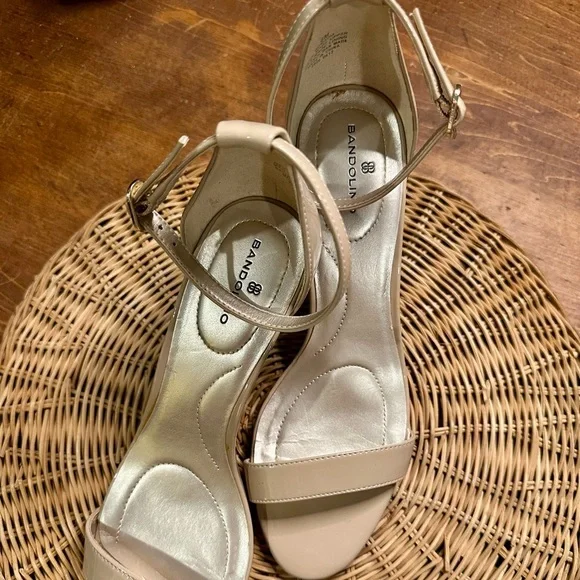 Bandolino Nude Patent Versatile Madia Open-Toe Ankle Strap Stiletto Sandals - Picture 4 of 9